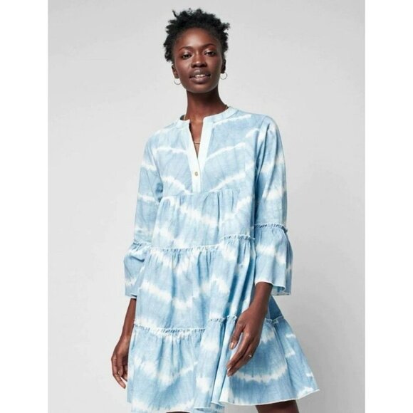 FAHERTY Vida Blue Tie Dye Tiered A Line Oversized Dress Size Small $278 - Picture 1 of 11